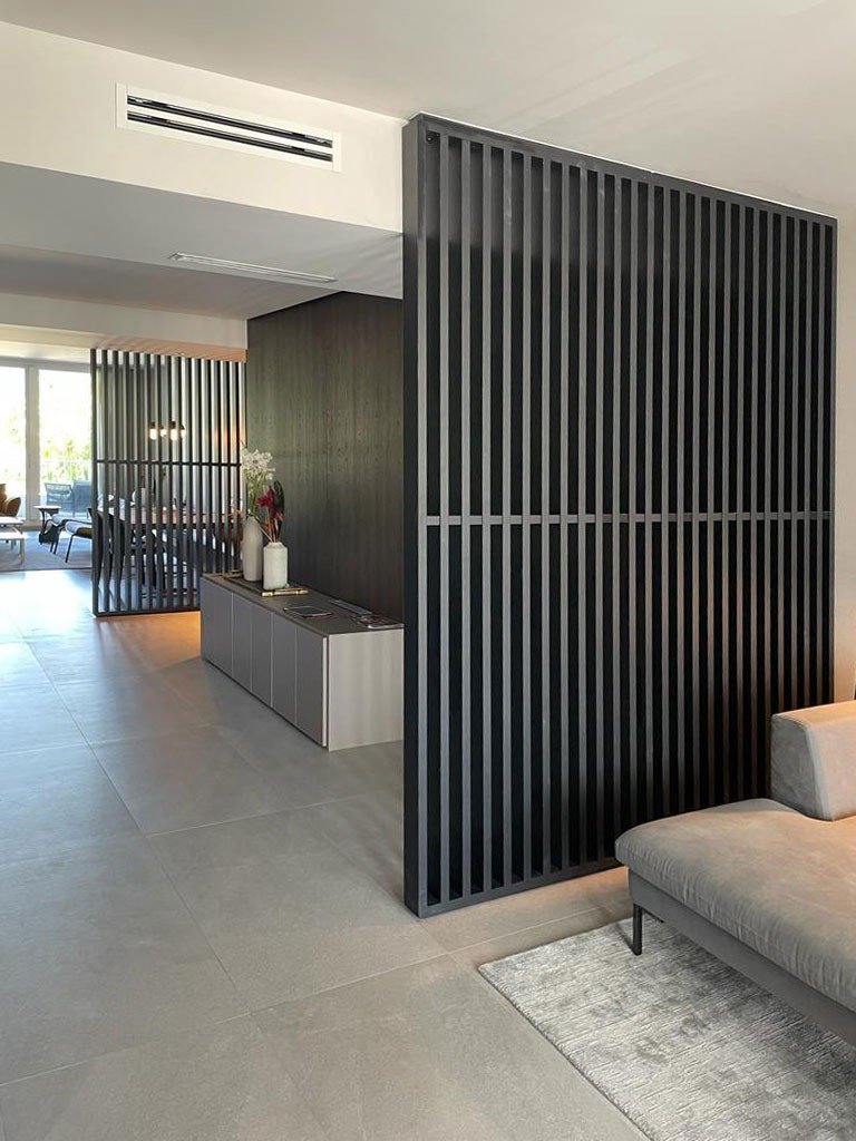 Virtually created partitions generate a sense of new spaces that are integrated yet distinct.
